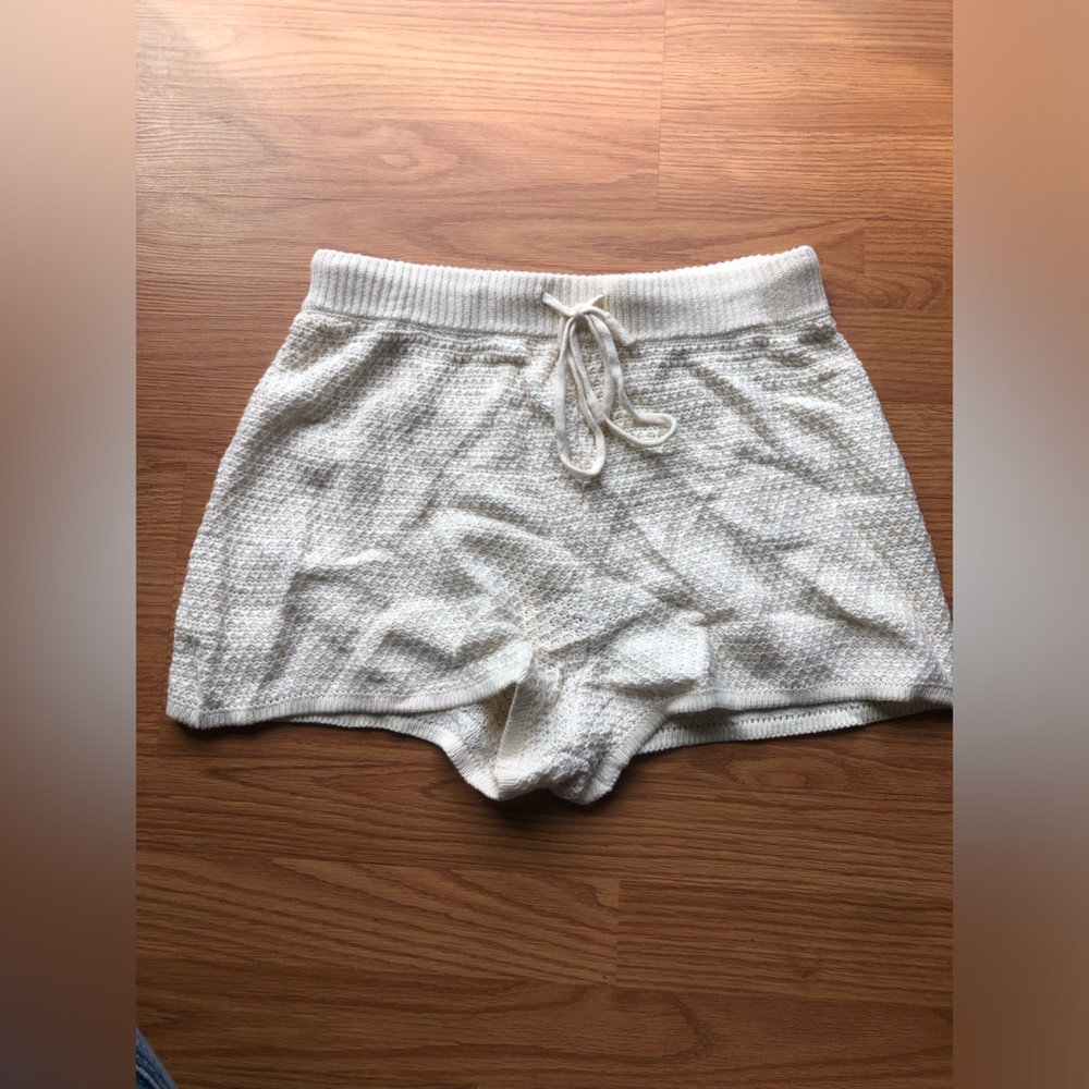Women's Cream Knit Drawstring Bermuda Shorts